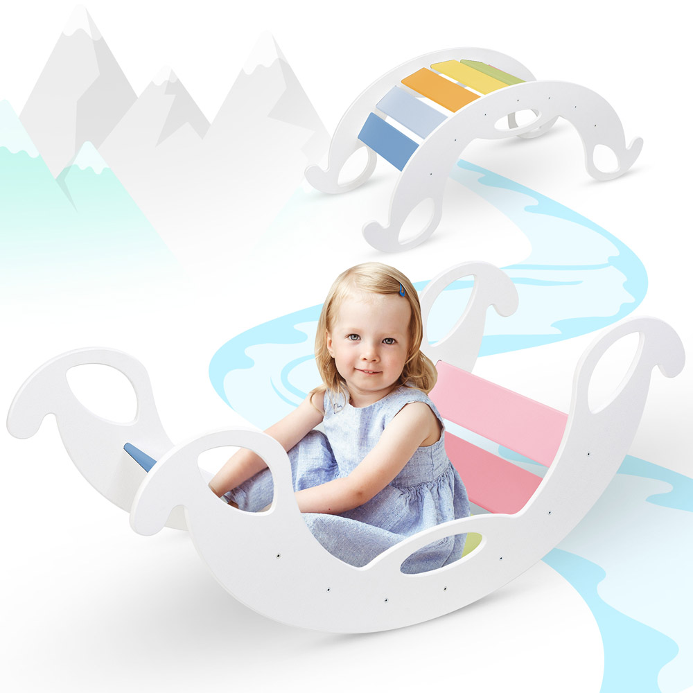rocking toy for toddler rainbow, white - Schaukelelefant Regenbogenwippe Jumbo Rainbow, Seiten weiss für Kleinkinder
