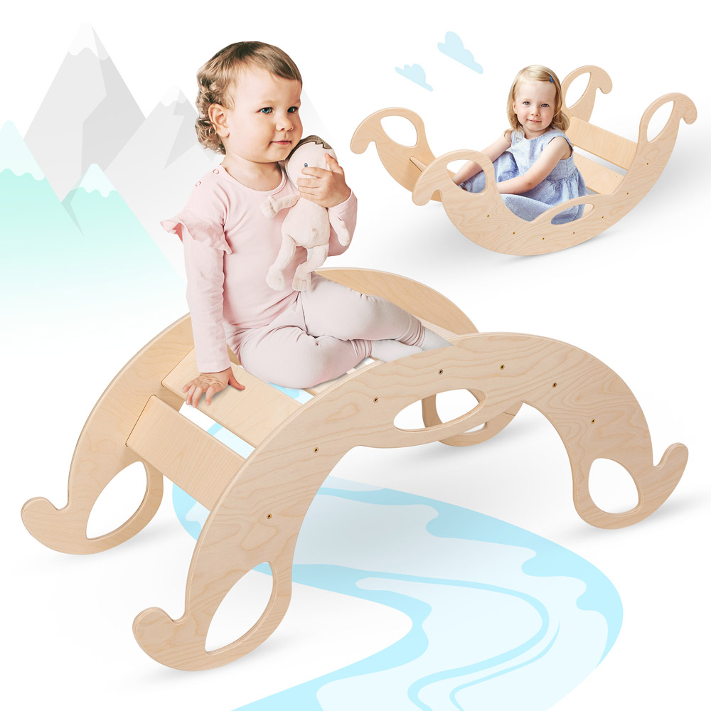 Montessori Climbing Toy Jumbo Natural - Montessori Bogenwippe aus Naturholz für Babys und Kleinkinder
