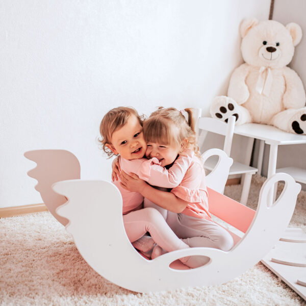 Rocker toy birdie pink - Holzschaukeltier Bogenwippe Birdie pink, Seiten weiss, für Babys und Kleinkinder