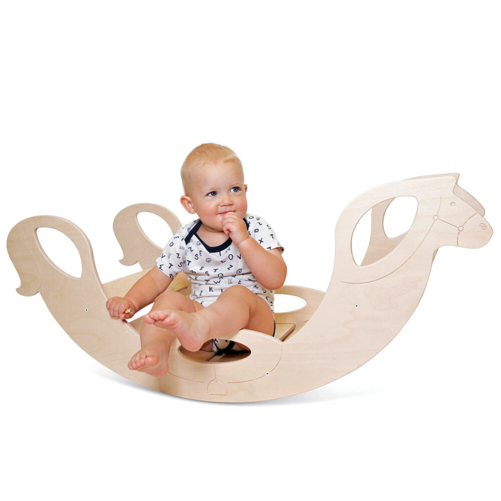 Montessori Rocker Horse Natural - Schaukelpferd Naturholz für Babys