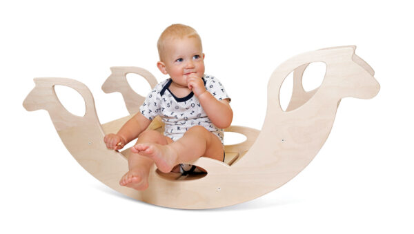 Montessori Rocker Horse Natural - Montessori Schaukelpferd Bogenwippe aus Naturholz für Babys und Kleinkinder