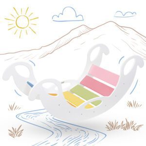 rocking toy for toddler rainbow, white - Schaukelelefant Regenbogenwippe Jumbo Rainbow, Seiten weiss für Kleinkinder