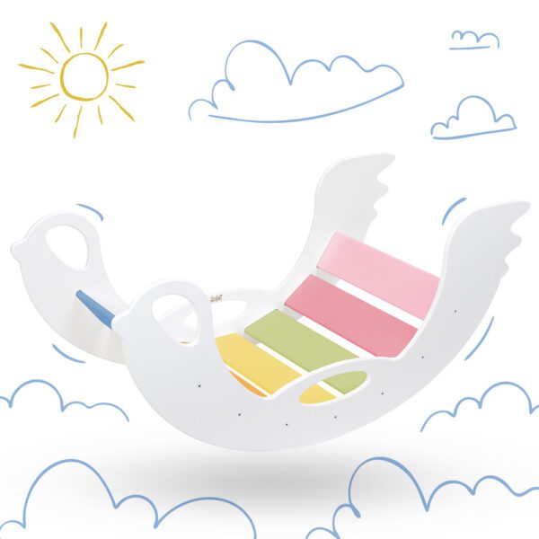 Wooden White Rainbow Rocking toys for toddlers - Bogen nach Pikler Kletterdreieck & Montessori Wippe Weiss Regenbogenwippe